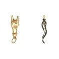 thumbnail image 1 of 14K Gold Italian Hand Sign Charm 18mm & Black Rhodium 14K Yellow Gold Italian Horn Charm, 1 of 5