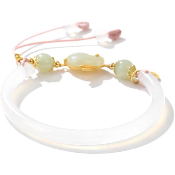 14K Gold Jade Bangle, Jade Rabbit Bangle, Birthday, Mother's Day Gift for Mother, Wife, Girlfriend