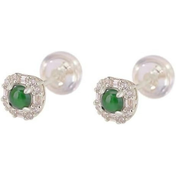 14K Gold Jade Bead Geometric Earrings for Women, Vintage Style, Heartwarming Gift for Mom on Christmas