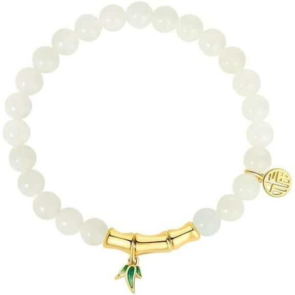14K Gold Jade Beaded Bracelet, Natural Jade Stretch Bracelet, Birthday, Mother's Day Gift for Mother, Wife, Girlfriend