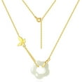 thumbnail image 1 of 14K Gold Jade Flower Necklace, Beautiful Butterfly Necklace, For Wife,Girlfriend's Valentine's Day,Birthday Gift, 1 of 4
