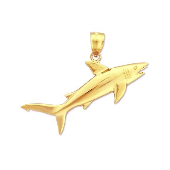 14K Gold Jaws Open Shark Pendant