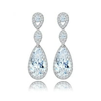 14K Gold Large Crystal Drop Earrings for Women,Luxury Natural Teardrop Crystal Long Dangle Earrings,Fashion Wedding Earrings Jewelry