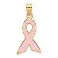 thumbnail image 1 of 14K Gold Large Enameled Pink Awareness Ribbon Pendant, 1 of 4