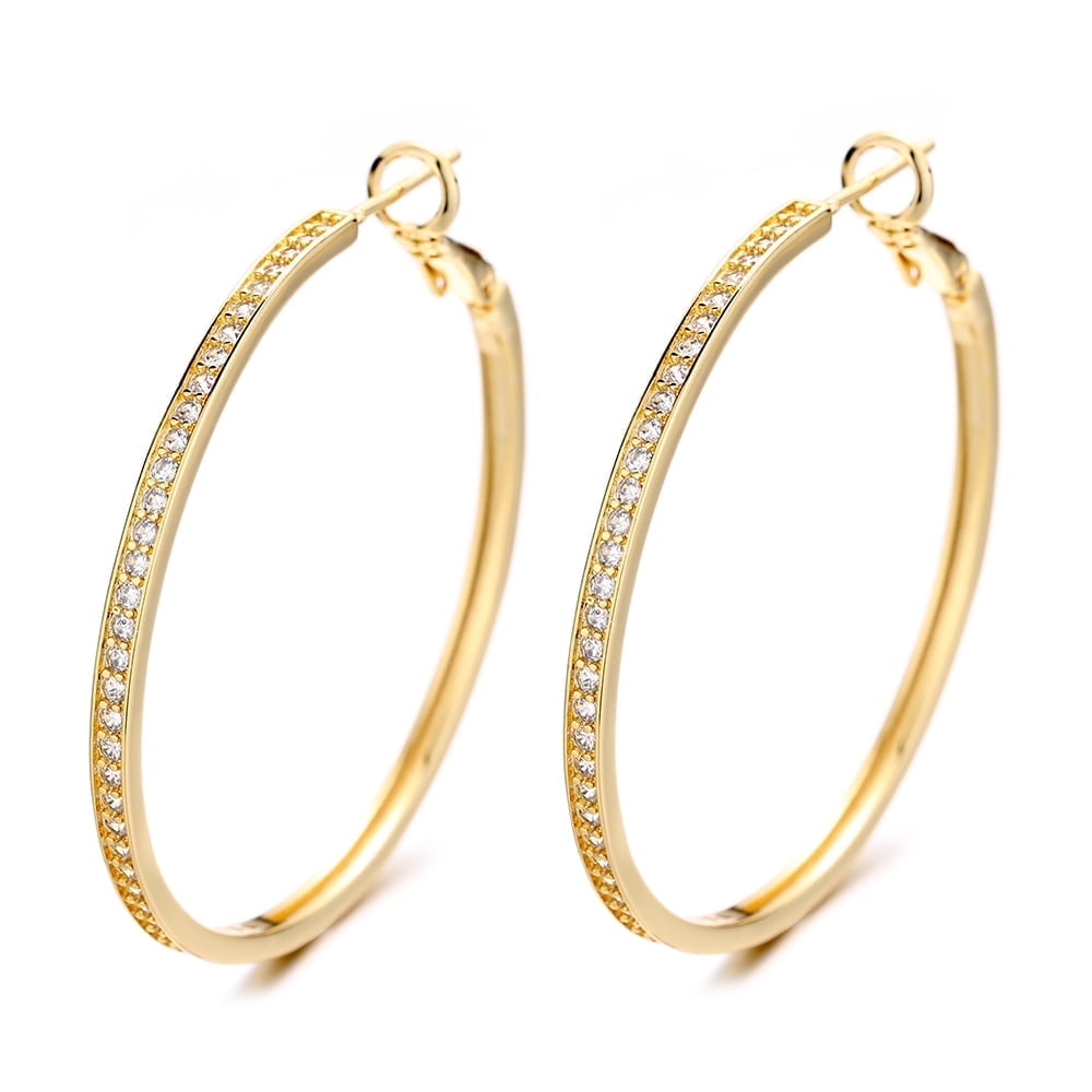 14K Gold Large Hoop Earrings with crystals from Swarovski