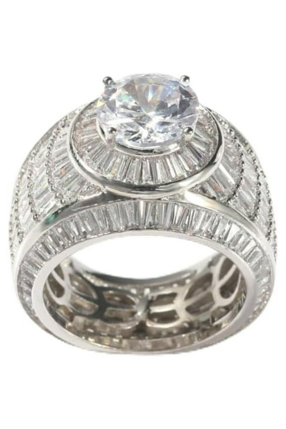 14K Gold Large Moissanite Arc Ring for Men, Striking Curve Design, Stand Out with Unique Men's Accessory