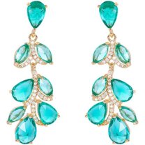 14K Gold Leaf Shape Drop Earrings for Her, Gemstone Teardrop Design, Great Jewelry Gift for Her