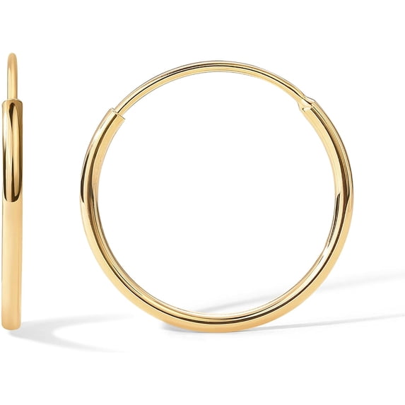 14K Gold Lightweight Infinity Sleeper Hoops | Thin Endless Infinity Huggie Hoop Earrings for Women | 14K Solid Gold & 14K Gold Plated Earrings - View Video for Easy Wearing Guide