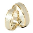 thumbnail image 1 of Pompeii3 14K Gold Matching Two Tone Hammered Wedding Ring Set, 1 of 5