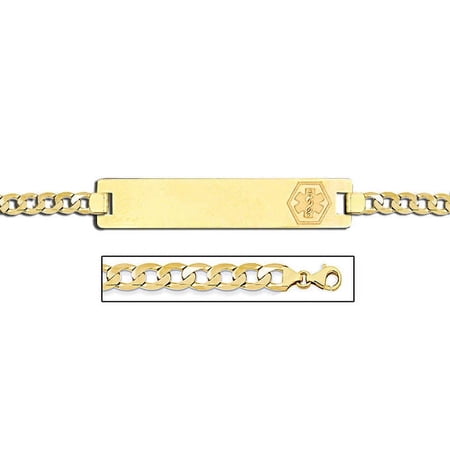 14K Gold Medical ID Bracelet W/ Curb Chain - 7 Inch