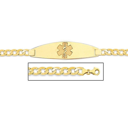 14K Gold Medical ID Bracelet W/ Curb Chain - 8-1/2
