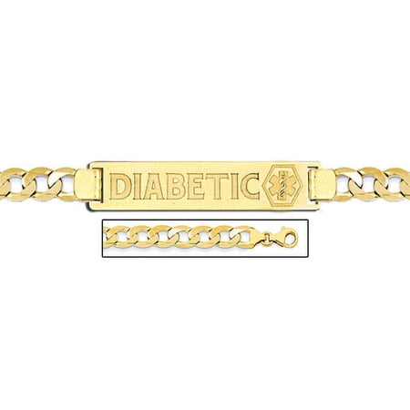 14K Gold Medical ID Bracelet W/ Curb Chain - 8 Inch