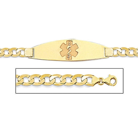 14K Gold Medical ID Bracelet W/ Curb Chain - 8 Inch