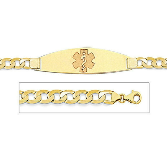 14K Gold Medical ID Bracelet W/ Curb Chain - 8 Inch