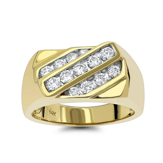 14K Gold Men Natural 1 Ctw Diamond Ring (Yellow Gold Size 9.5)