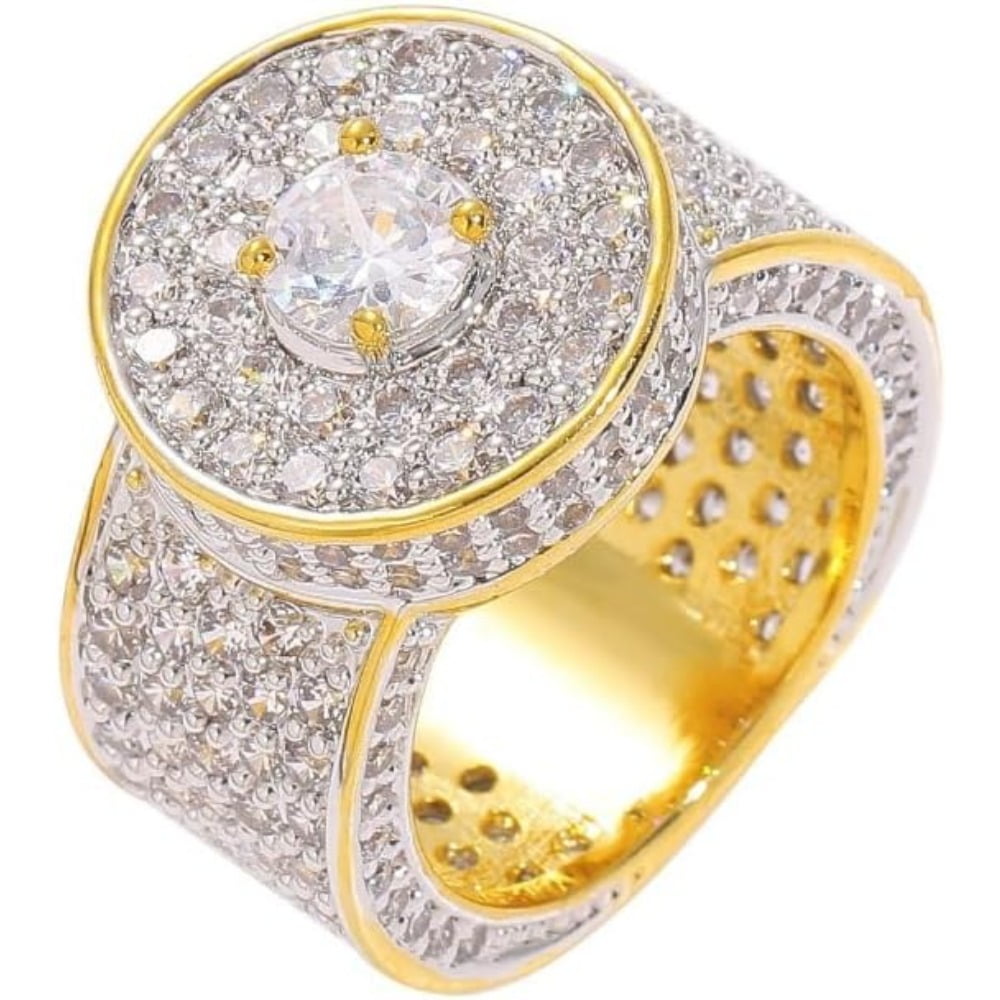 14K Gold Men's Large Rings with Stunning Moissanite, Bold and Luxurious ...