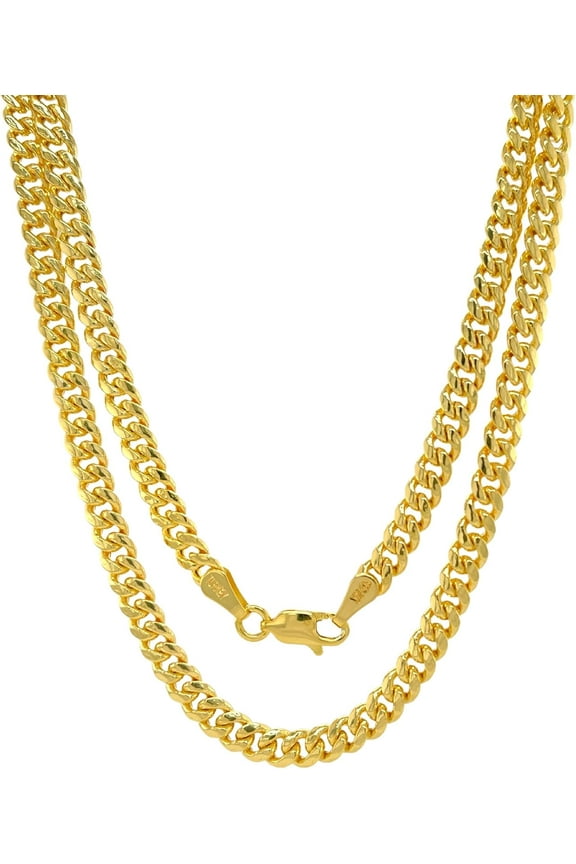 14K Gold Miami Cuban Link Chain Men - 1.85mm 2.15mm 2.85mm 3.85mm 4.4mm 5.35mm Diamond Cut Thick Cuban Curb Chain - Yellow Real Gold Necklaces For Women with Lobster Clasp 16" 18" 20" 22" 24"