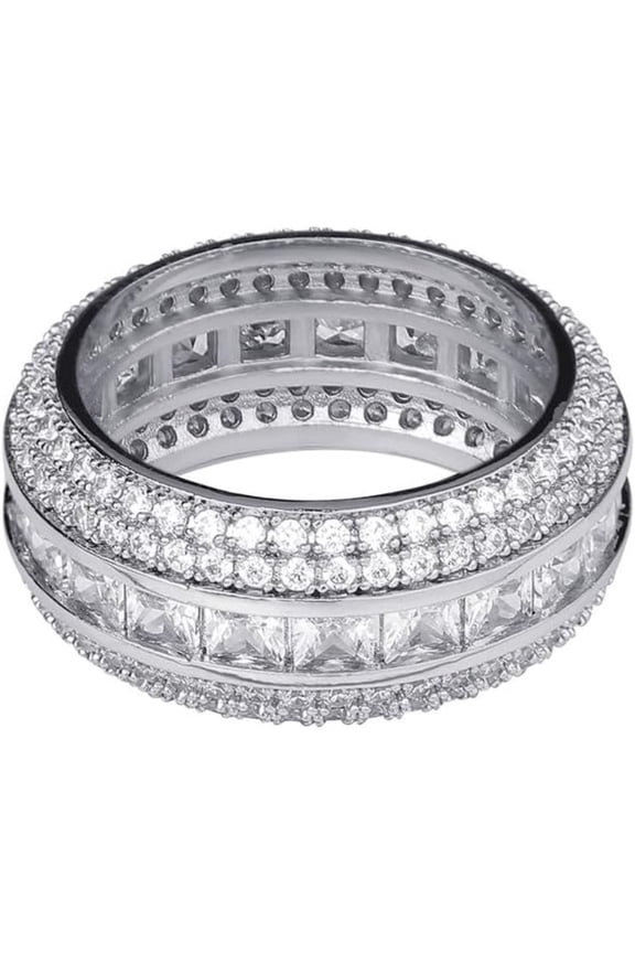 14K Gold Micro-Inlaid Five-Row Moissanite Ring, Hip-Hop Style Ring, A Five-Rowed Showstopper for Grand Events,Father's Day Gift
