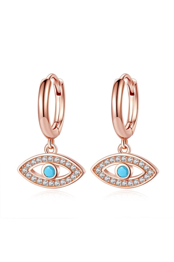 14K Gold Moissanite Evil Eye Hoop Earrings for Women,Dainty Sapphire Hollow Devil's Eye Huggie Earrings,Fashion Lucky Jewelry Gift for Her