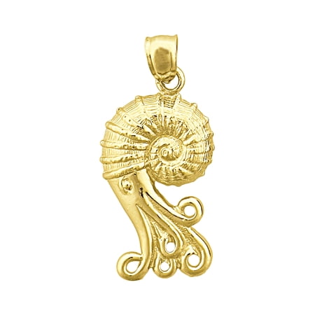 14K Gold Mollusc Cephalopod Nautilus Pendant
