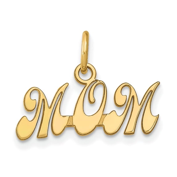 14K Gold Mom Charm Pendant Jewelry 18 x 19 mm