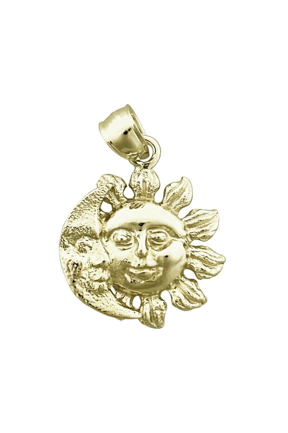14K Gold Moon and Sun Charm
