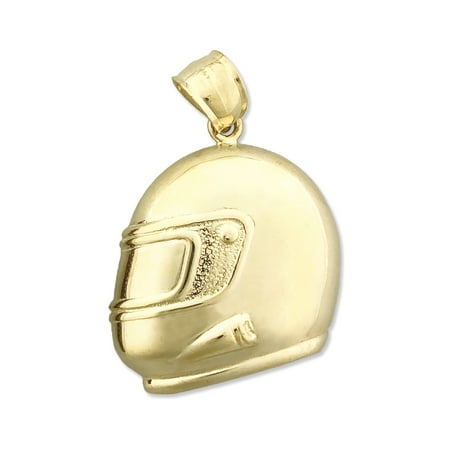 14K Gold Motorcycle Helmet Pendant