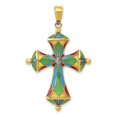 thumbnail image 1 of 14K Gold Multi Color Enamel Cross Pendant, 1 of 4