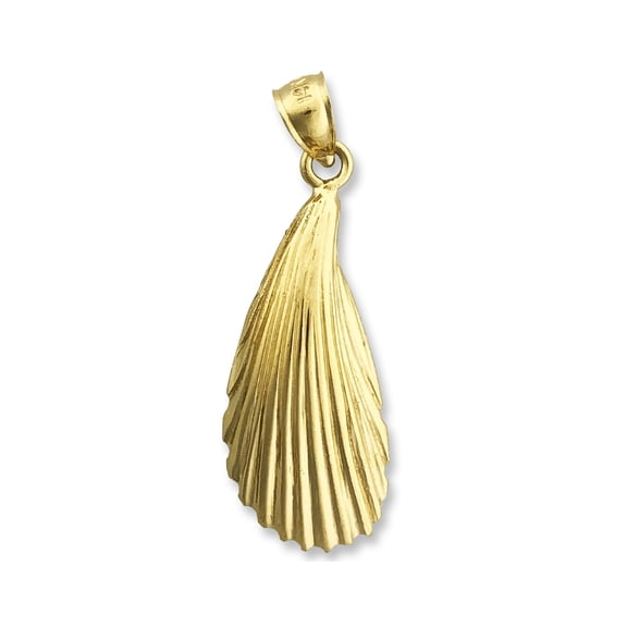 14K Gold Mussel Shell Mollusc Pendant