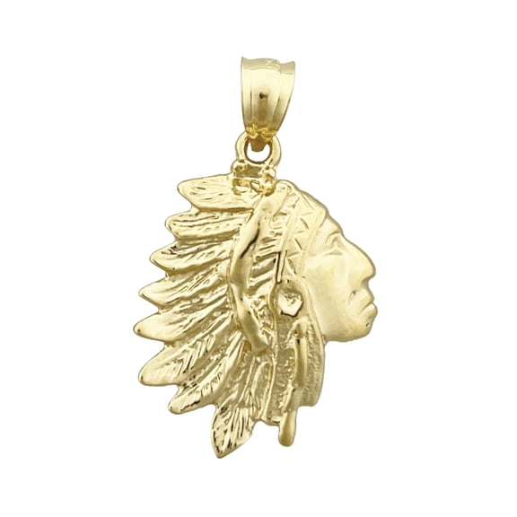 14K Gold Native American Profile Head Charm