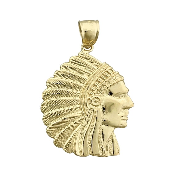 14K Gold Native Headdress War Bonnet Pendant