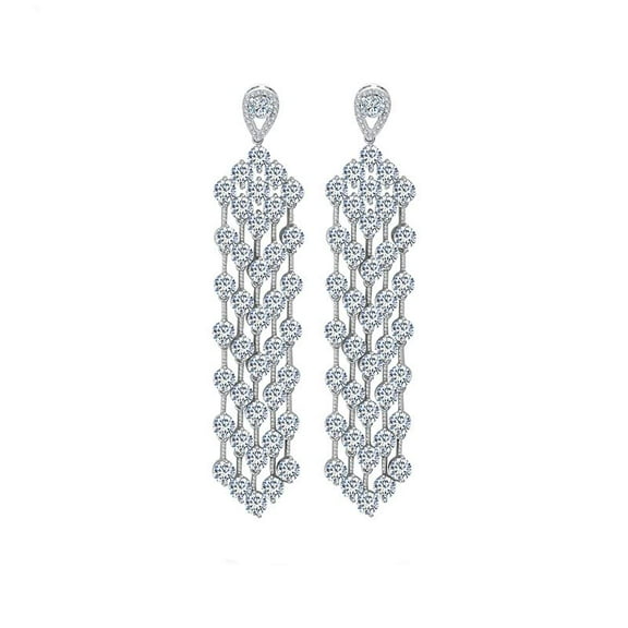 14K Gold Natural Crystal Chandelier Drop Earrings for Women,Elegant Tassel Round Crystal Long Dangle Earrings,Fashion Christmas Jewelry Gift for Her