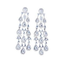 14K Gold Natural Crystal Chandelier Earrings for Women,Dainty Moissanite Tassel Style Long Drop Earrings,Luxury Jewelry Gift for Her