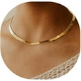 14K Gold Necklaces for Women, Dainty Gold Herringbone Choker Necklace