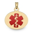 thumbnail image 1 of 14K Gold OVAL Medical Pendant W/ RED ENAMEL - 1 Inch X 1-1/4 Inch, 1 of 1