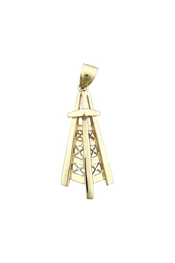14K Gold Oil Derrick Pendant