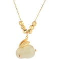 thumbnail image 1 of 14K Gold Onyx Rabbit Necklace, Jade Rabbit Pendant Necklace, Beautiful Chinese New Year Jewelry Gift, 1 of 4