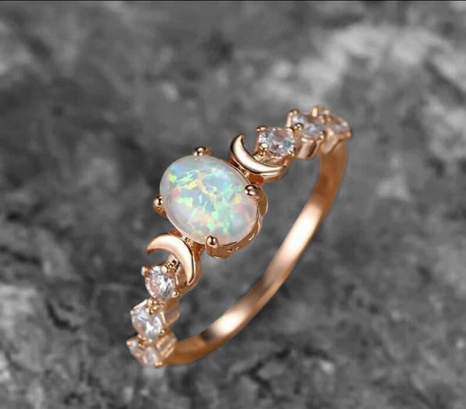 14k Gold Genuine Australian Opal Three Stone Ring - White, Yellow or Rose 14k Gold Genuine Australian Opal Three Stone Ring - White, Yellow or Rose