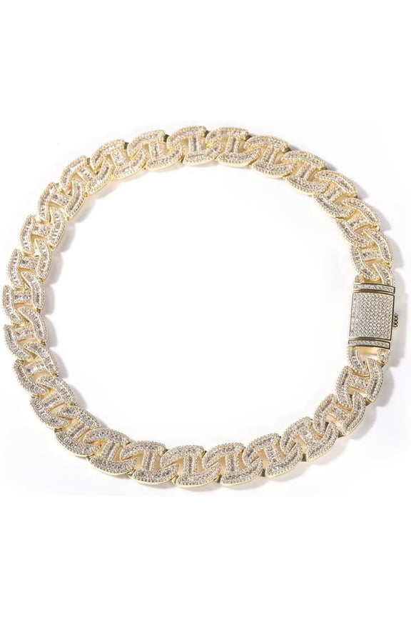 14K Gold Over 925 Silver 16mm Hip-Hop Bracelet, Z-Lock Moissanite Cuban Chain, Bold & Modern Choice for Birthdays or Urban Events,Dad Gifts