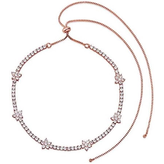 14K Gold Over 925 Silver 4mm Floral Necklace, Women's Mossanite Collar Necklace, Blooming Brilliance, Perfect for the Flower Lover