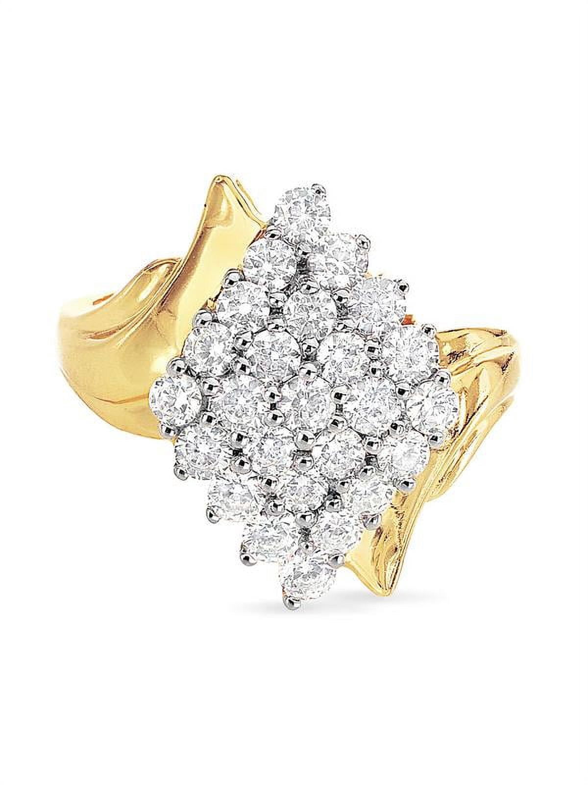 14K Gold Over Sterling Silver Cubic Zirconia Waterfall Cluster Ring