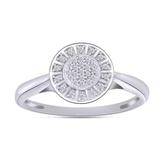AFFY 14K Gold Over Sterling Silver Natural Round Cut White Diamond Halo Frame Engagement Ring For Women's, Ring Size-4 (0.1 Cttw, J-K Color, I2-I3 Clarity)
