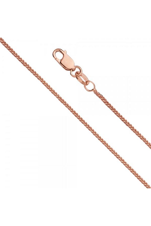 14K Gold Pink 0.8mm SQ DC Wheat Chain 020 : 16"