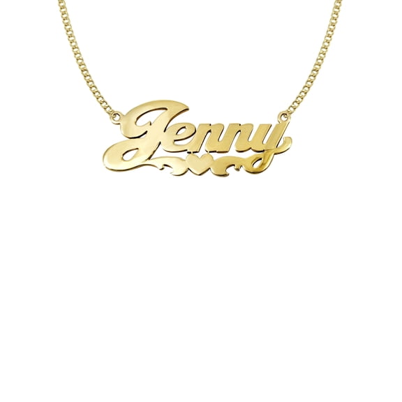 14K Gold Plain Heart Name Plate Necklace | Style #67