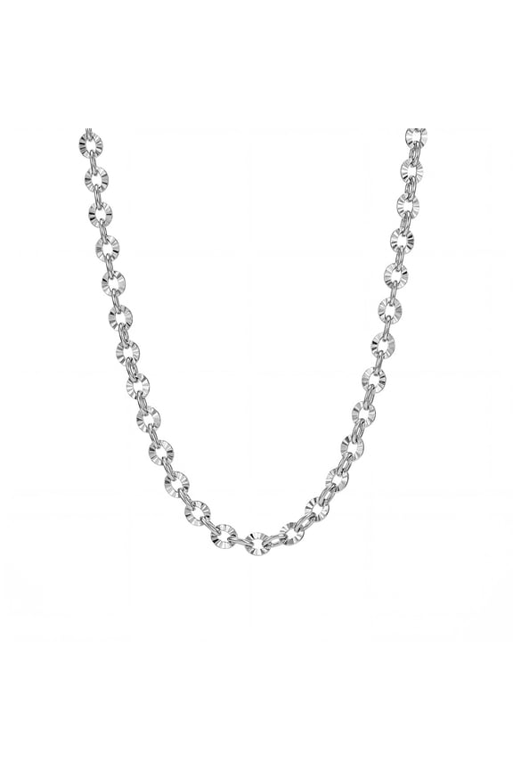 14K Gold Plated 20 Inch Figaro Chain Necklace for Women - Dainty Textured Link Chain, Hypoallergenic Everyday Jewelry