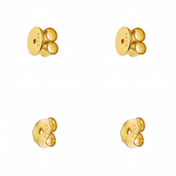 14K Gold Plated 925 Silver Hypoallergenic Earring Backs Replacement 2 Pairs