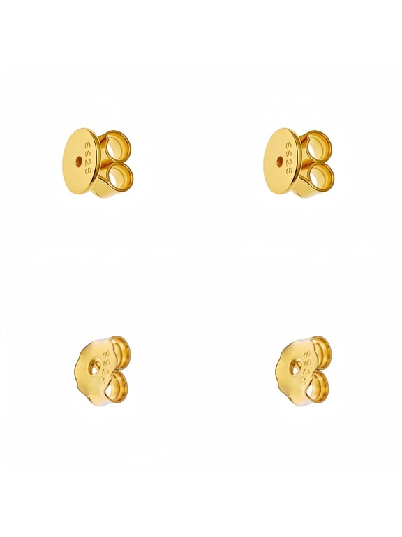 14K Gold Plated 925 Silver Hypoallergenic Earring Backs Replacement 2 Pairs