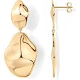 thumbnail image 1 of 14K Gold Plated 925 Sterling Silver Column Tear Drop Dangle Earrings| Lightweight Hammered Dangle Earrings for Women, 1 of 7