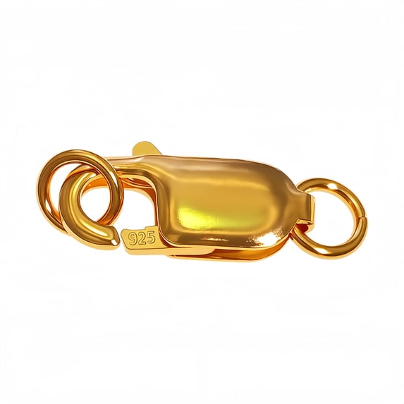 14K Gold Plated 925 Sterling Silver Lobster Claw Clasp with Closed,Jump Rings for Necklaces Bracelet Jewelry Making