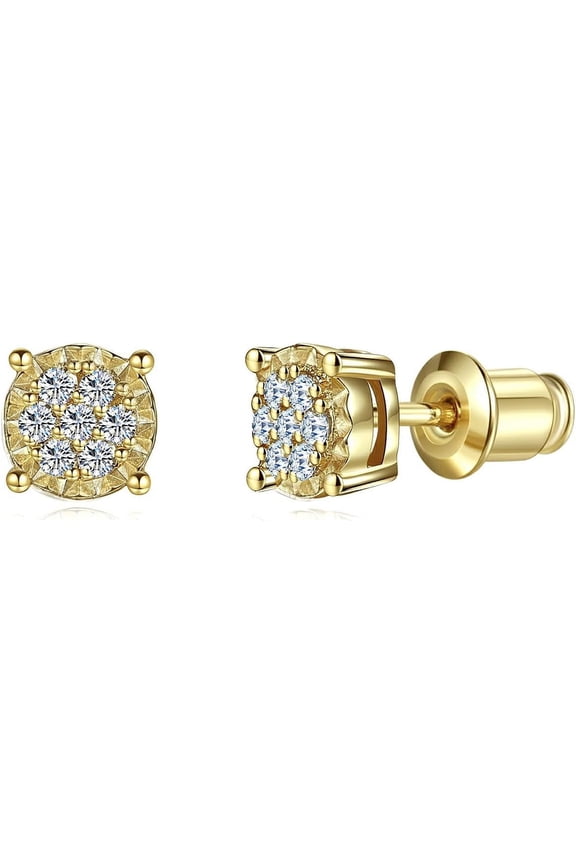 14K Gold Plated 925 Sterling Silver Post Cubic Zirconia Rose Flower Stud Earrings For Women | Hypoallergenic & Nickel Free Earrings For Women[Z2542]